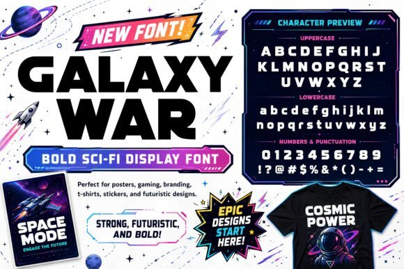 Galaxy War: A Bold Sci-Fi Display Font for Web Design