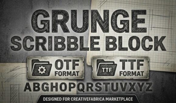 Grunge Scribble Block Font for Edgy Web Design